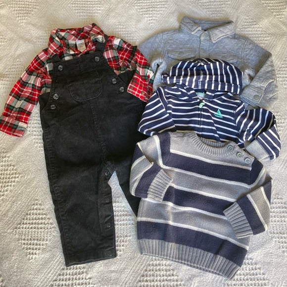 Baby Boy Multi Brand Mix & Match Sweaters & Overall Outfit Bundle Size 6-9m - Picture 1 of 10